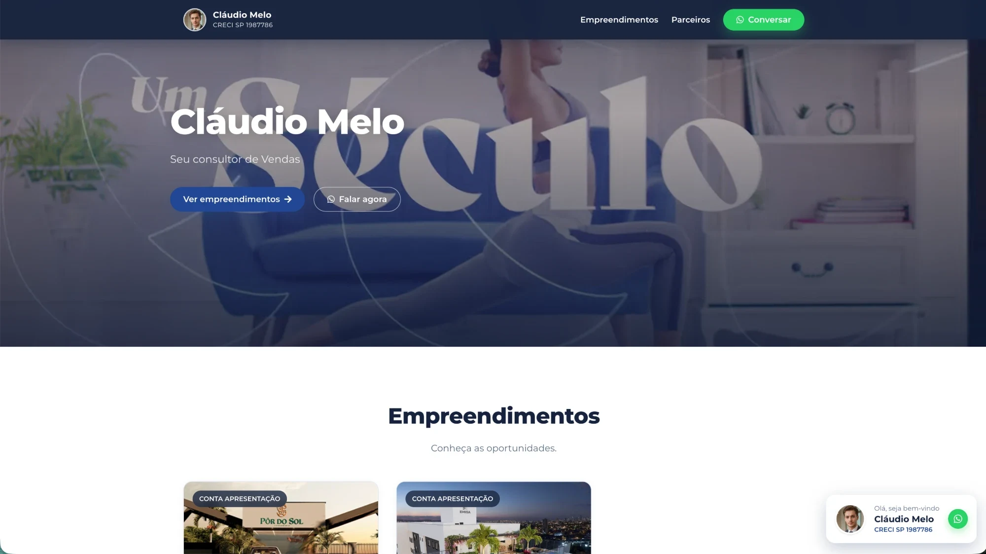 O site do corretor, pronto na hora